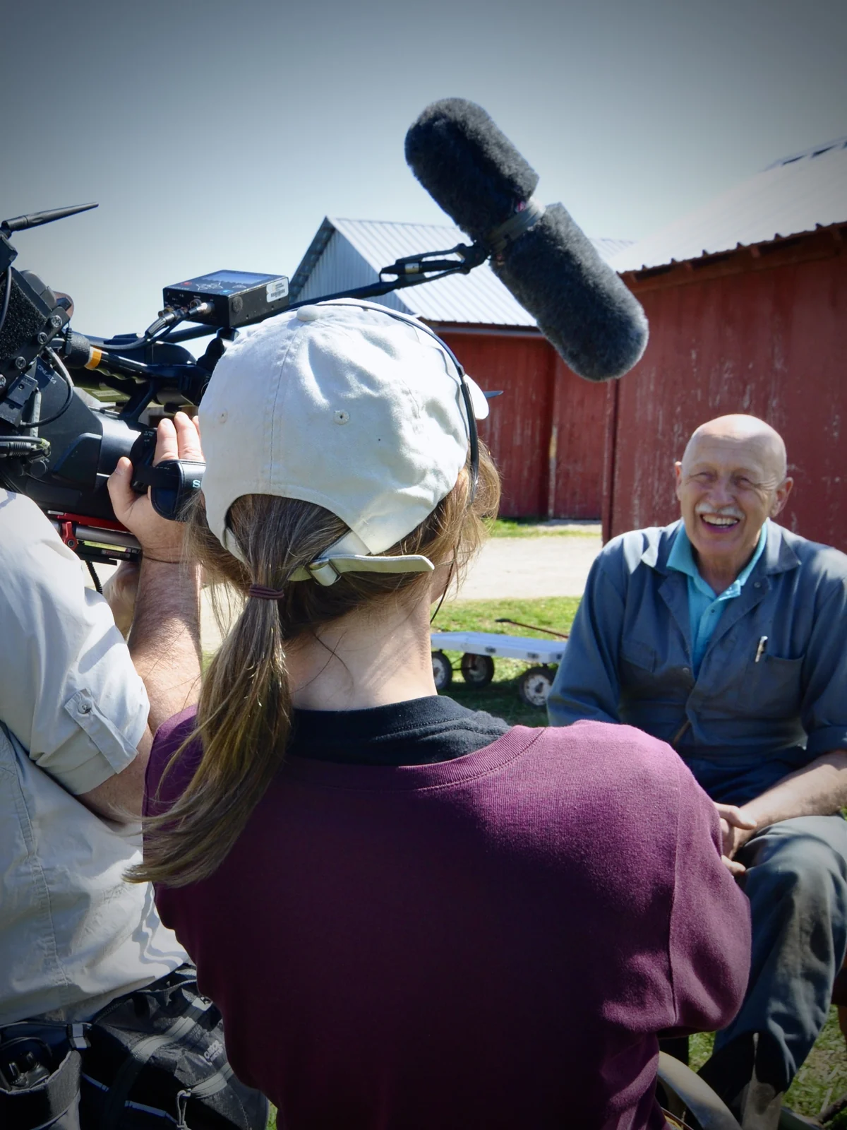 An Artifact Productions crew filming a documentary interview on location
